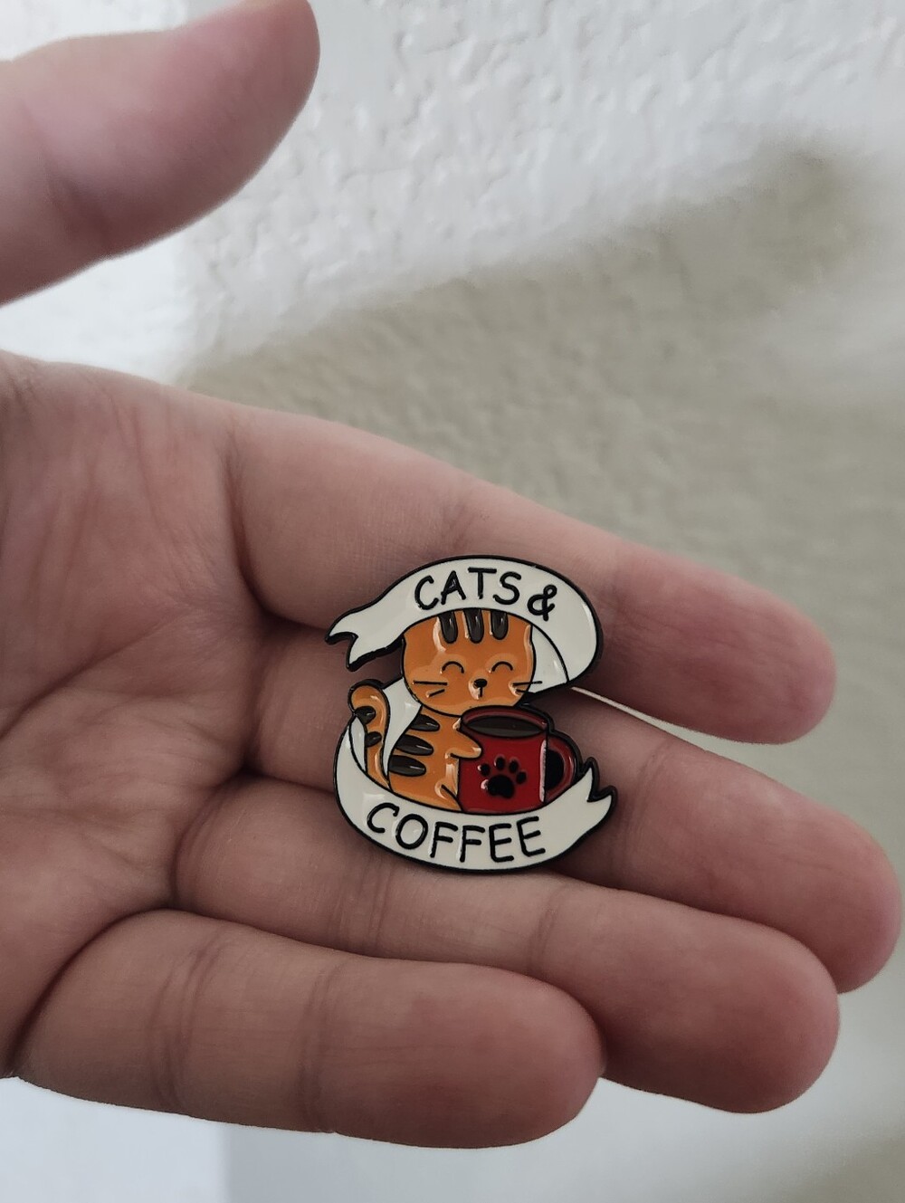 Cats & Coffee Orange Cat Enamel Pin - Unbranded